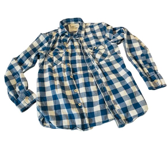 American Eagle Outfitters Blue & White Plaid Button-Up Shirt XS - Picture 2 of 6